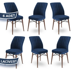 Concept Flex Serisi Üst Kalite Mutfak Sandalyesi Gürgen Ceviz Ahşap Ayak 6 Adet Sandalye