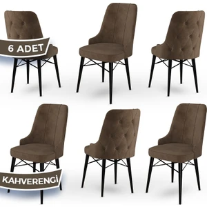 Concept Araz Serisi  Babyface Ithal Kumaş Sandalye Siyah Gürgen Ayak 6 Adet Sandalye