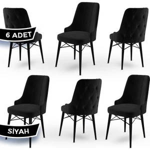 Concept Araz Serisi  Babyface Ithal Kumaş Sandalye Siyah Gürgen Ayak 6 Adet Sandalye