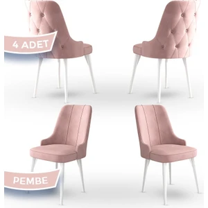 Concept Maya Serisi,  Babyface Ithal Kumaş Sandalye Beyaz Gürgen Ayak 4 Adet