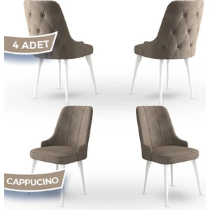 Concept Maya Serisi,  Babyface Ithal Kumaş Sandalye Beyaz Gürgen Ayak 4 Adet