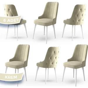 Concept Maya Serisi,  Babyface Ithal Kumaş Sandalye Beyaz Gürgen Ayak 6 Adet