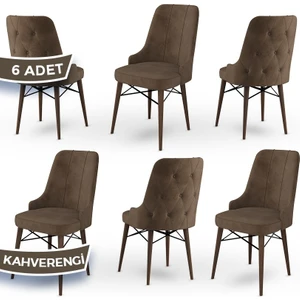 Concept Araz Serisi  Babyface Ithal Kumaş Sandalye Ceviz Gürgen Ayaklı 6 Adet Sandalye