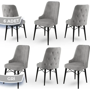 Concept Araz Serisi  Babyface Ithal Kumaş Sandalye Siyah Gürgen Ayak 6 Adet Sandalye