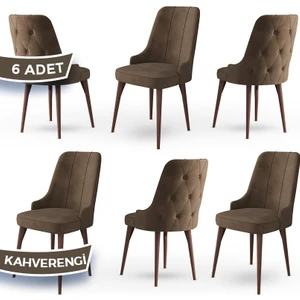 Concept Maya  Serisi  Babyface Ithal Kumaş Sandalye Ceviz Gürgen Ayak 6 Adet Sandalye