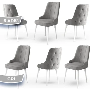 Concept Maya Serisi,  Babyface Ithal Kumaş Sandalye Beyaz Gürgen Ayak 6 Adet