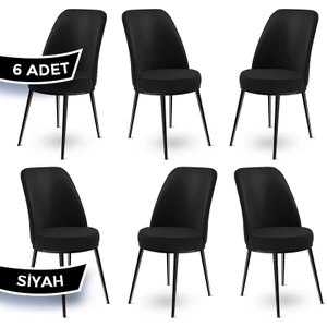 Concept Dexa Serisi Üst Kalite Mutfak Sandalyesi Metal Siyah Iskeletli 6 Adet  Sandalye