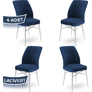 Concept Flex Serisi,  Üst Kalite Mutfak Sandalyesi Gürgen Beyaz Ahşap Ayak 4 Adet Sandalye