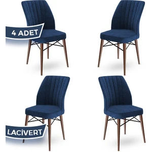 Concept Flex Serisi Üst Kalite Mutfak Sandalyesi Gürgen Ceviz Ahşap Ayak 4 Adet Sandalye