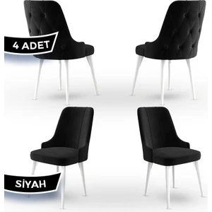 Concept Maya Serisi,  Babyface Ithal Kumaş Sandalye Beyaz Gürgen Ayak 4 Adet
