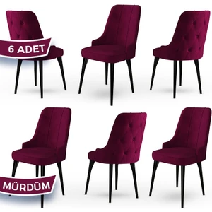 Concept Maya Serisi  Babyface Ithal Kumaş Sandalye Siyah Gürgen Ayak 6 Adet Sandalye