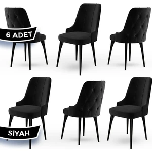 Concept Maya Serisi  Babyface Ithal Kumaş Sandalye Siyah Gürgen Ayak 6 Adet Sandalye