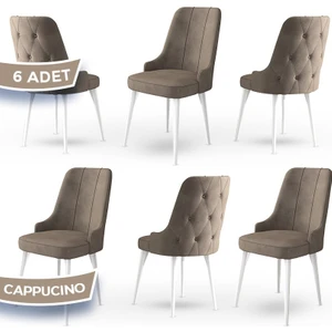 Concept Maya Serisi,  Babyface Ithal Kumaş Sandalye Beyaz Gürgen Ayak 6 Adet