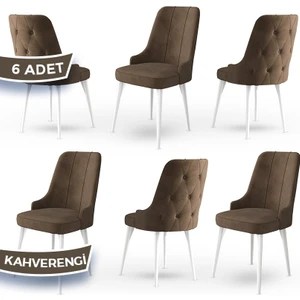 Concept Maya Serisi,  Babyface Ithal Kumaş Sandalye Beyaz Gürgen Ayak 6 Adet