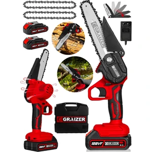 Alman 128 Vf 10 Ah Akülü Dal Kesme Budama Testere Bıçkı Makinesi + 2 Adet Zincir 15 cm