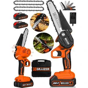 Alman 128 Vf 10 Ah Akülü Dal Kesme Budama Testere Bıçkı Makinesi + 2 Adet Zincir 15 cm