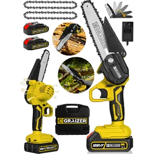 Alman 128 Vf 10 Ah Akülü Dal Kesme Budama Testere Bıçkı Makinesi + 2 Adet Zincir 15 cm