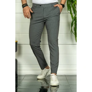 Erkek Füme Slim Fit Çift Düğme Kumaş Pantolon