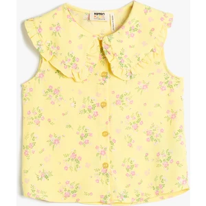 Gömlek Kolsuz Geniş Bebe Yaka Çiçekli
