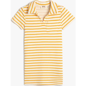 Mini Elbise Polo Yaka Kısa Kollu