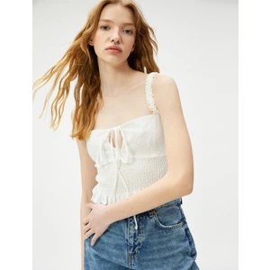 Crop Atlet Gipeli Pencere Detaylı Askılı Viskon Karışımlı