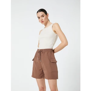 Kargo Cepli Şort Beli Bağlamalı Modal Karışımlı