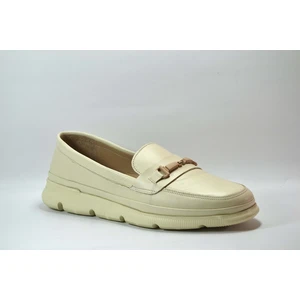 Onlo Ayakkabı FR.404 Hakiki Deri Bej Ortopedik Rok Kadın Babet Ayakkabı