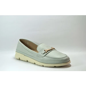 Onlo Ayakkabı FR.404 Hakiki Deri Su Yeşil Ortopedik Rok Kadın Babet Ayakkabı