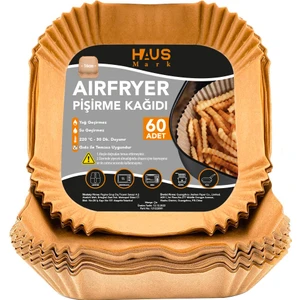 HAUSMARK Airfryer Pişirme Kağıdı 60 Adet 16CM Kare Yağsız Hava Fritözü Yağlı Air Fryer Kagit Philips Tefal Mi
