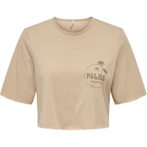 Oversize Crop T-Shirt - Kısa Kol, Yuvarlak Yaka, Günlük Kullanım