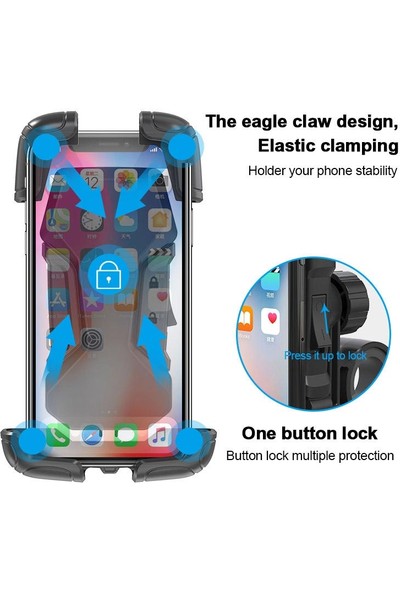 Apera Gn-56-1 Motor ve Bisiklet Kilit Tuşlu Telefon Tutucu 4,5 - 6,8 Inch Arası