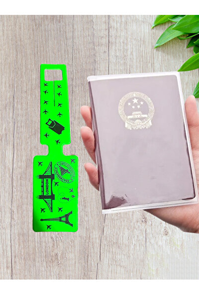 Gempo 2’li Seyahat Seti Şeffaf Pasaport Kabı ve Neon Bavul Etiketi Valiz Etiketi