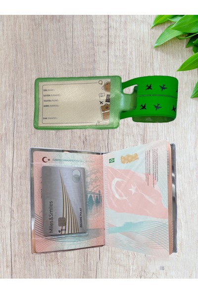 Gempo 2’li Seyahat Seti Şeffaf Pasaport Kabı ve Neon Bavul Etiketi Valiz Etiketi
