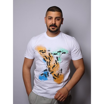 Unisex Beyaz Ön Baskılı Arka Düz Oversize T-Shirt fiyatları