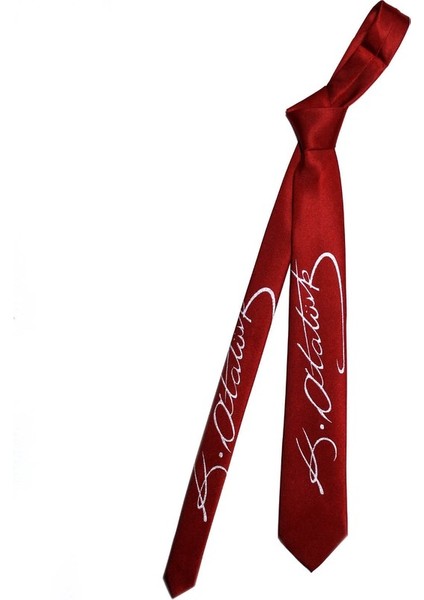 Atatürk Imza Kravat Kırmızı fiyatları