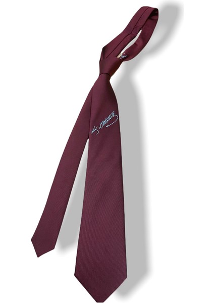 Atatürk Imzalı Bordo Kravat