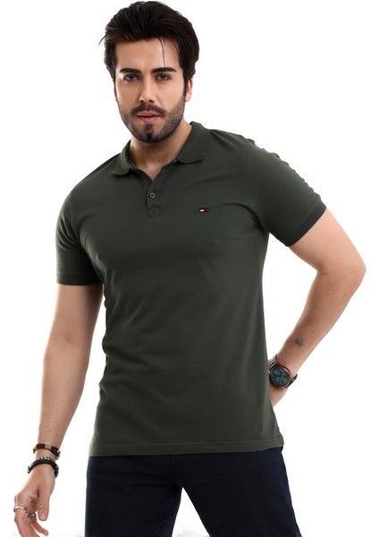 Erkek Pamuk &Likralı Polo Yaka Kısa Kollu Triko Bantlı Tişört fiyatları