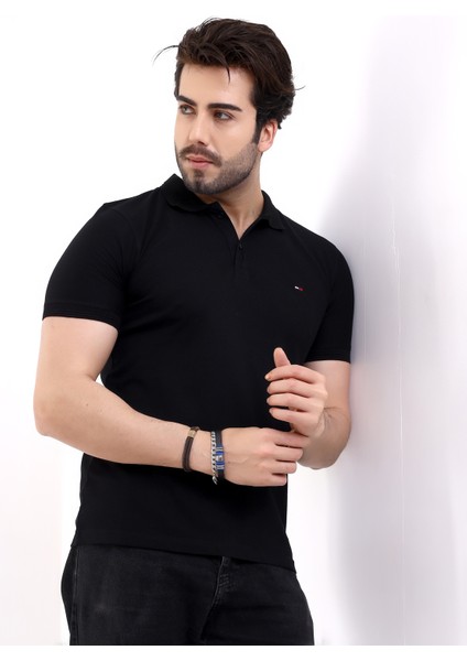 Erkek Pamuk &Likralı Polo Yaka Kısa Kollu Triko Bantlı Tişört fiyatları