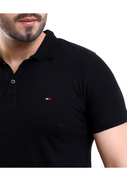 Erkek Pamuk &Likralı Polo Yaka Kısa Kollu Triko Bantlı Tişört indirimleri