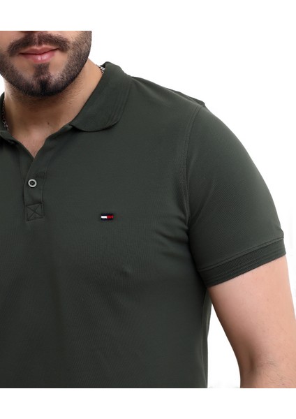 Erkek Pamuk &likralı Polo Yaka Kısa Kollu Triko Bantlı Tişört indirimleri