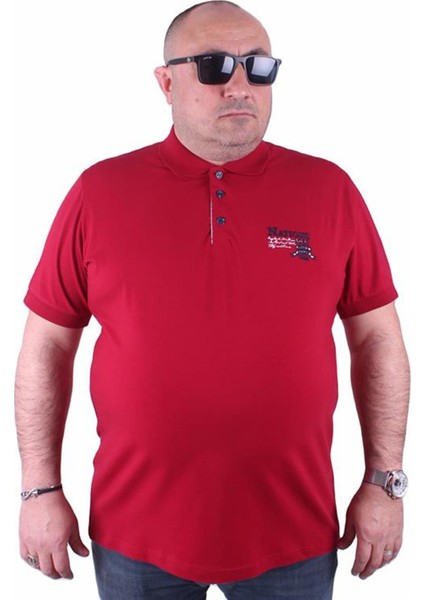 Erkek Büyük Beden Polo Tişört Nations Team 23402 Bordo