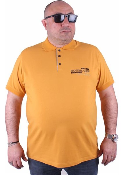 Erkek Büyük Beden Polo Tişört Maritime Crew 23401 Hardal