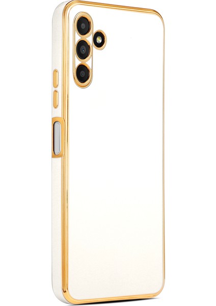 Samsung Galaxy A04S Kılıf Parlak Kenarlı Altın Işlemeli Kamera Korumalı Kapak (Bark)