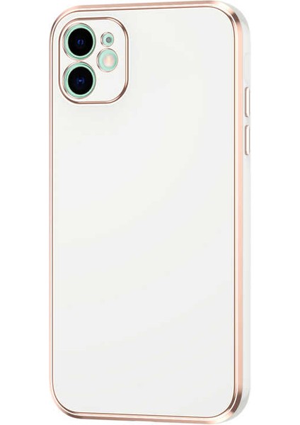 Apple iPhone 12 Kılıf Parlak Kenarlı Altın Işlemeli Kamera Korumalı Kapak (Bark) fiyatları