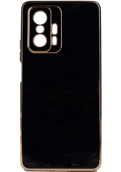 Xiaomi Mi 11T Pro 5g Kılıf Parlak Kenarlı Altın Işlemeli Kamera Korumalı Kapak (Bark)