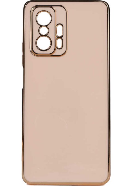 Xiaomi Mi 11T Pro 5g Kılıf Parlak Kenarlı Altın Işlemeli Kamera Korumalı Kapak (Bark)
