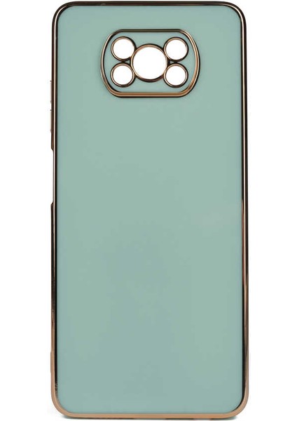 Xiaomi Poco X3 Kılıf Parlak Kenarlı Altın Işlemeli Kamera Korumalı Kapak (Bark) fiyatları