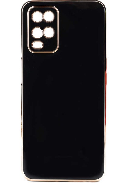 Oppo A54 4g Kılıf Parlak Kenarlı Altın Işlemeli Kamera Korumalı Kapak (Bark)
