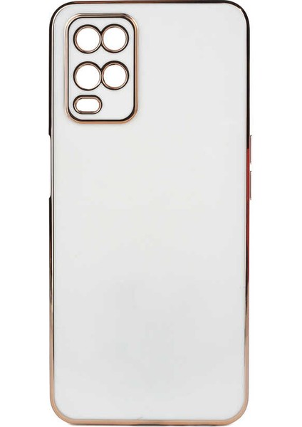 Oppo A54 4g Kılıf Parlak Kenarlı Altın Işlemeli Kamera Korumalı Kapak (Bark)