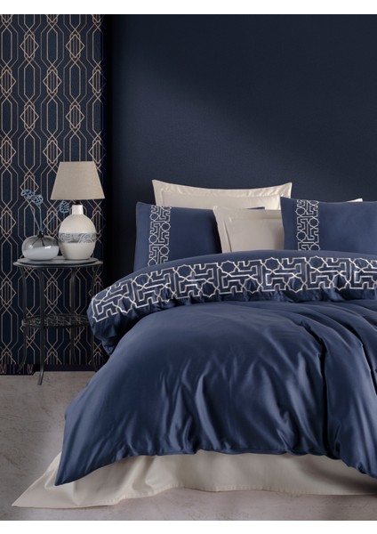 Luna Bej Nakışlı Nevresim Takımı